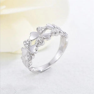 925 Sterling Zircon Clover Ring Female Wedding Jewelry