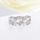925 Sterling Zircon Clover Ring Female Wedding Jewelry