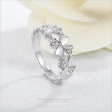 925 Sterling Zircon Clover Ring Female Wedding Jewelry