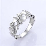 925 Sterling Zircon Clover Ring Female Wedding Jewelry