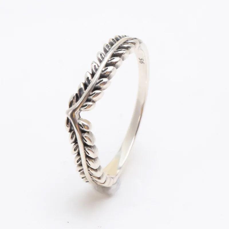 925 Silver Wheat Ears Stacked Rice Pan Ring