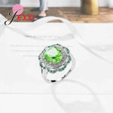 925 Silver Crystal Hollow Flower Ring Women Colorful Bijoux for Femme