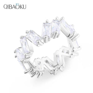 925 Silver Rectangle 3*5MM Zircon Geometric Rings Fine Jewelry