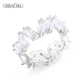 925 Silver Rectangle 3*5MM Zircon Geometric Rings Fine Jewelry
