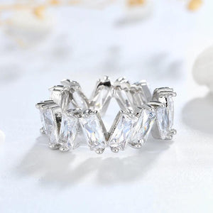 925 Silver Rectangle 3*5MM Zircon Geometric Rings Fine Jewelry