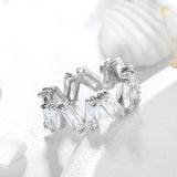 925 Silver Rectangle 3*5MM Zircon Geometric Rings Fine Jewelry