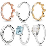 925 Silver Spring Flower Crown Heart Ring For Women