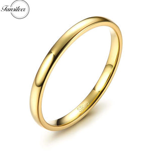 925 Silver Stackable Band Rings High Polish Wedding Band