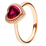 925 Silver Ring Elevated Love Heart Glamour Crystal Women Gift DIY Jewelry