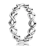 925 Silver Openwork Infinite Love Knot Seashell Radiant Ring for Women