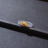 Chalcedony Hotan Jade Ring Plated with Turquoise for Women Girls