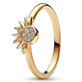 925 Silver Moon Sun Crystal Ring for Women