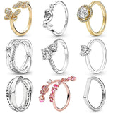 925 Silver Mom Double Pave Heart Infinity Stones Butterfly Band Ring