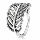 925 Silver Butterfly Wing Heart Ribbon Ring For Women
