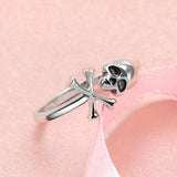 925 Silver Skull Rings Gothic Skeleton Vintage Jewelry Halloween Gift