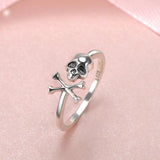 925 Silver Skull Rings Gothic Skeleton Vintage Jewelry Halloween Gift