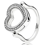 925 Silver Entangled Beauty Heart Locket Ring DIY Jewelry
