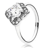 925 Silver Dangling Hearts Clover Crystal Ring