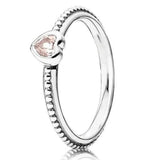 925 Silver Rose Heart Solitaire Enamel Ring