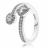 925 Silver Crystal Ring Abstract Elegance Wedding Party Jewelry