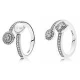 925 Silver Crystal Ring Abstract Elegance Wedding Party Jewelry