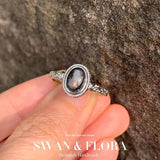 Natural Hypersthene Golden Luck Stone Ring Adjustable Female Jewelry