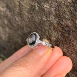 Natural Hypersthene Golden Luck Stone Ring Adjustable Female Jewelry