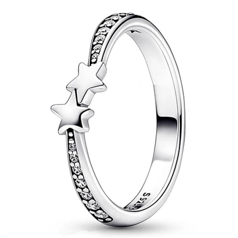 925 Silver Shooting Stars Crystal Ring for Women