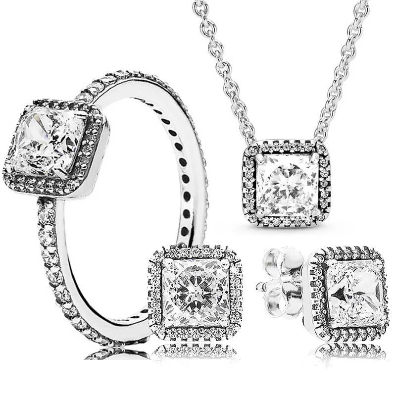 925 Silver Elegance Necklace Set With Crystal