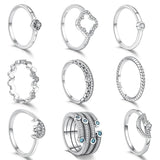 925 Sterling Silver Snake Printed Star Sparkling Pave Ring