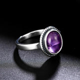 Sterling Silver Oval Natural Amethyst Ring Vintage Fine Jewelry