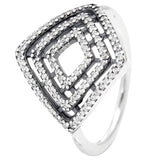 Angel Wings Heart Solitaire Ring 925 Sterling Silver for DIY Jewelry