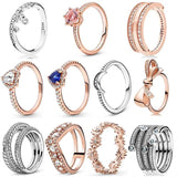 925 Silver Reversible Hearts Crescent Moon Crystal Ring