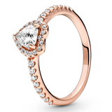 925 Silver Reversible Hearts Crescent Moon Crystal Ring