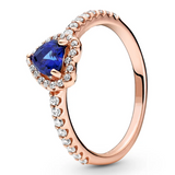 925 Silver Reversible Hearts Crescent Moon Crystal Ring