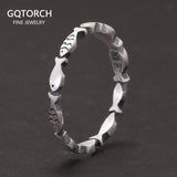 999 Pure Silver Fish Ring Antique Matte Finish Vintage Jewelry