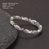 999 Pure Silver Fish Ring Antique Matte Finish Vintage Jewelry