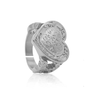 925 Sterling Silver Heart Resizable Ring Women Big Fine Jewelry