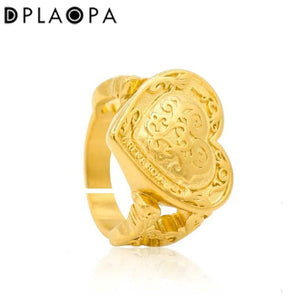 925 Sterling Silver Heart Resizable Ring Women Big Fine Jewelry