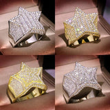 925 Silver Hiphop Zircon Big Ring Five Star Ring For Women