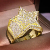925 Silver Hiphop Zircon Big Ring Five Star Ring For Women