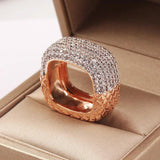 14K Rose Diamond Ring for Women's Jewelry & Men's Wedding, Hip Hop Square