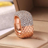 14K Rose Diamond Ring for Women's Jewelry & Men's Wedding, Hip Hop Square