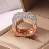 14K Rose Diamond Ring for Women's Jewelry & Men's Wedding, Hip Hop Square