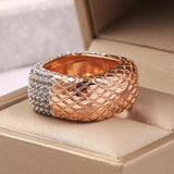 14K Rose Diamond Ring for Women's Jewelry & Men's Wedding, Hip Hop Square