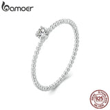 925 Silver Eternity Rope Wedding Band Ring, Stackable Moissanite Beads Ring