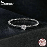 925 Silver Eternity Rope Wedding Band Ring, Stackable Moissanite Beads Ring