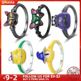 925 Silver Halloween Glow-in-the-Dark Witch Ring for Women