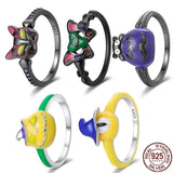 925 Silver Halloween Glow-in-the-Dark Witch Ring for Women