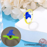 925 Silver Halloween Glow-in-the-Dark Witch Ring for Women